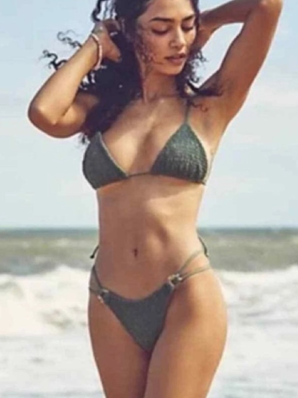 Aila Blue | NWOT Sage Green Smocked String Bikini